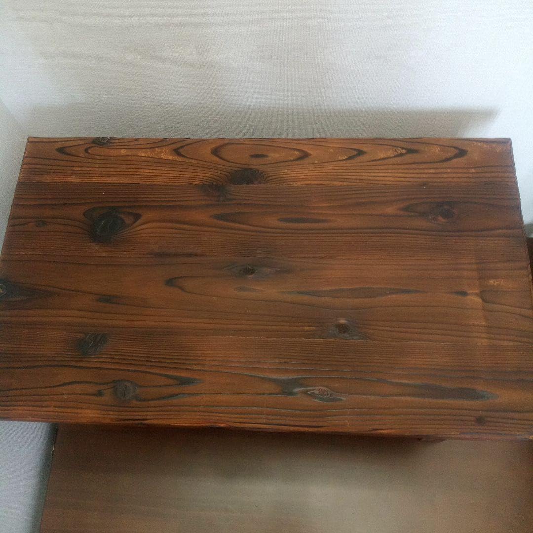 焼杉テーブル箱付き（ハンドメイド） 焼杉テーブル、ベンチ(ハンドメイド)